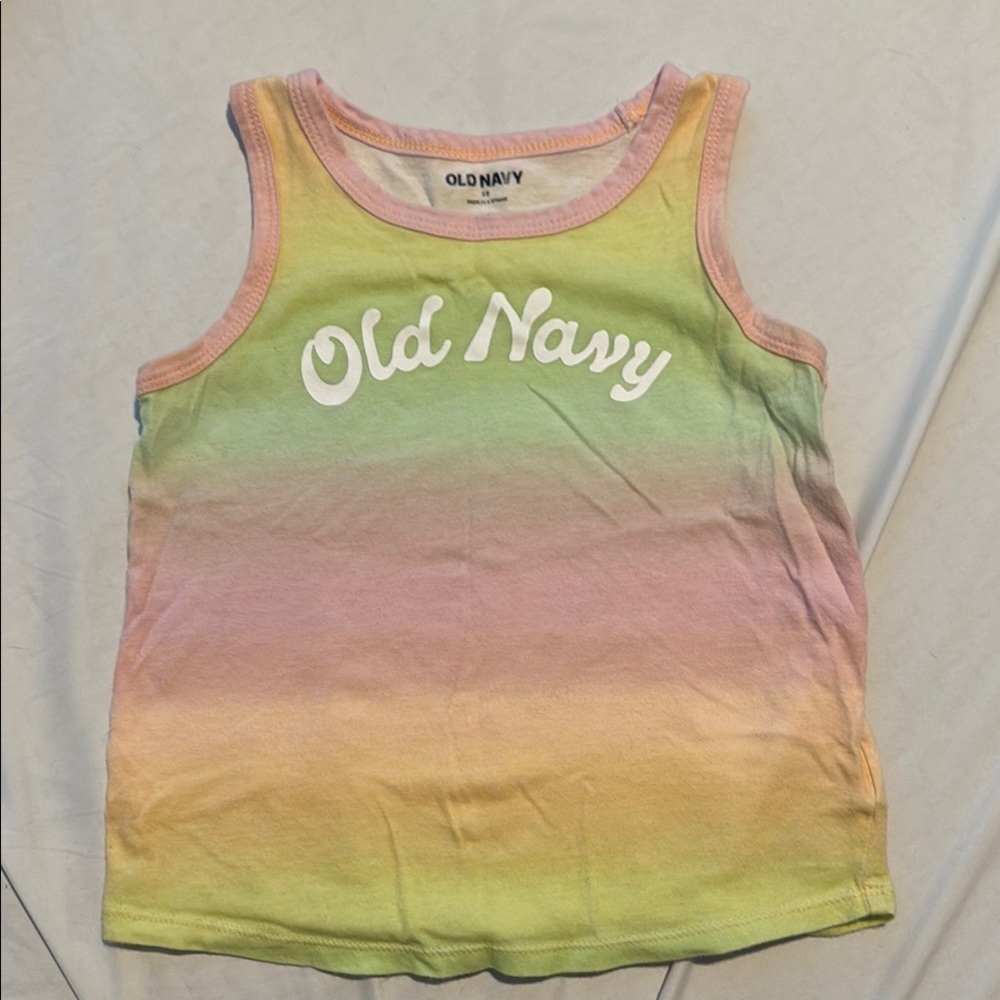 Old Navy Vibrant Pink and Yellow Tank Top with Gradient Design